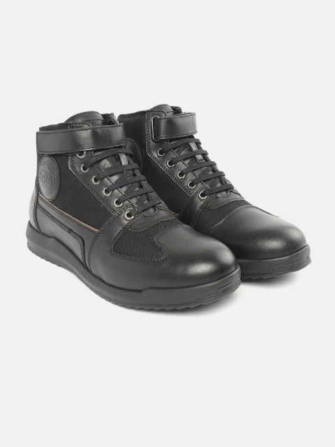 

Royal Enfield Men Black Solid Mid-Top Flat Boots