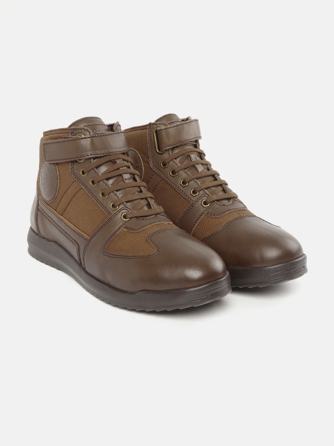 

Royal Enfield Men Brown Solid Mid-Top Flat Boots