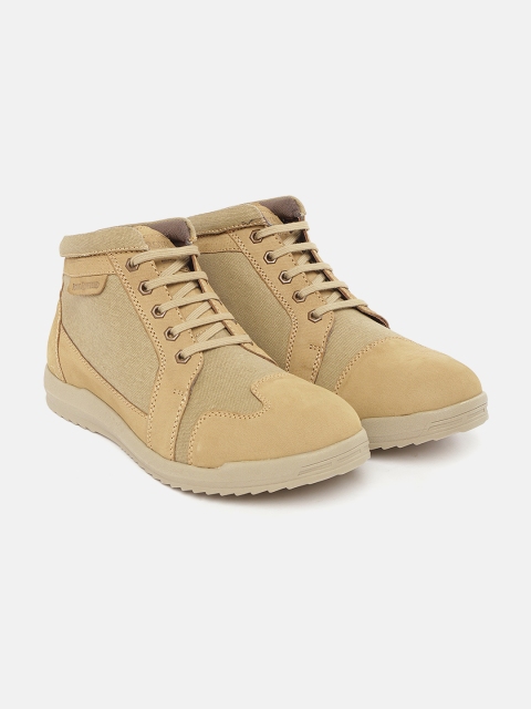 

Royal Enfield Men Khaki Solid Canvas Mid-Top Flat Boots