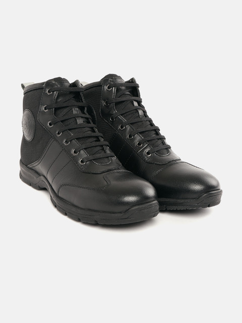 

Royal Enfield Men Black Solid Mid-Top Flat Boots