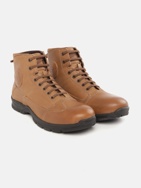 

Royal Enfield Men Brown Solid Leather Mid-Top Flat Boots