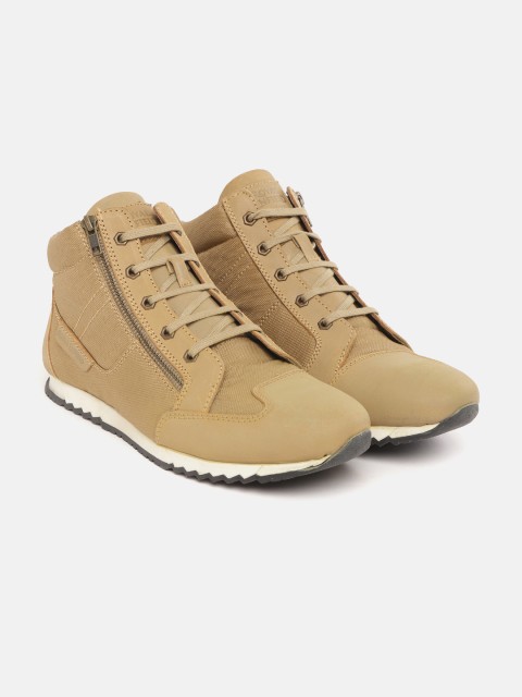 

Royal Enfield Men Khaki Solid Mid-Top Sneakers