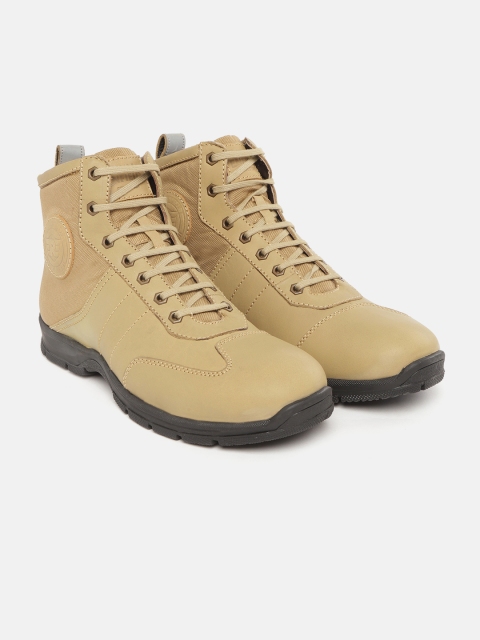 

Royal Enfield Men Khaki Solid Mid-Top Flat Boots
