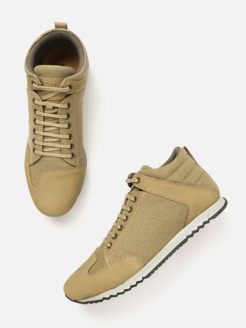 

Royal Enfield Men Olive Green Solid Mid-Top Sneakers