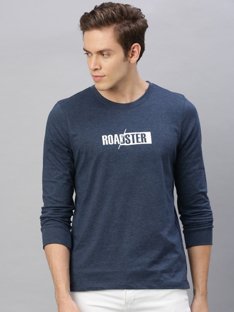 

Roadster Men Teal Blue Printed Round Neck T-shirt