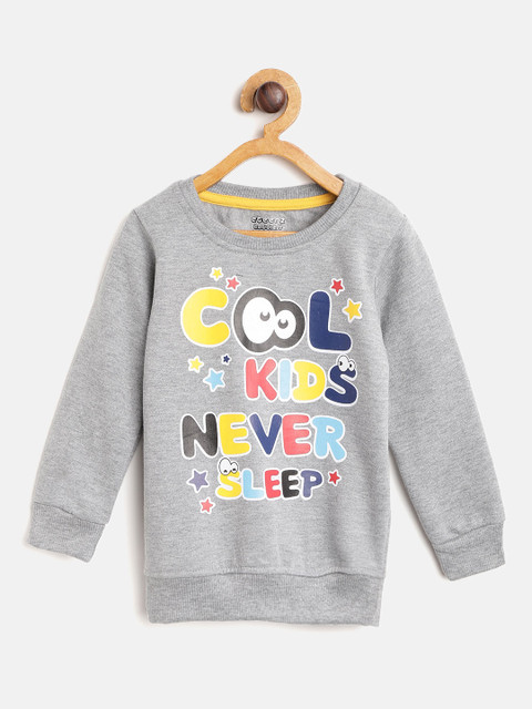 

Eteenz Boys Grey Melange Printed Sweatshirt