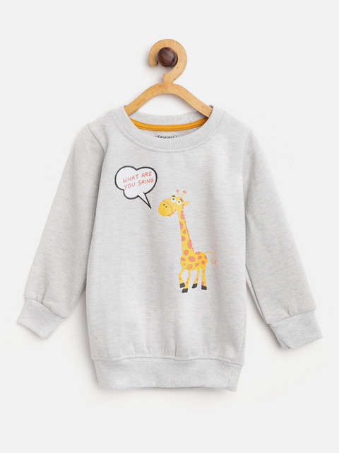 

Eteenz Boys Grey Melange Printed Sweatshirt