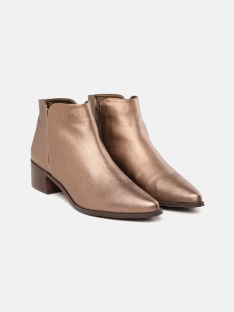 

CORSICA Women Bronze-Toned Solid Mid-Top Heeled Boots