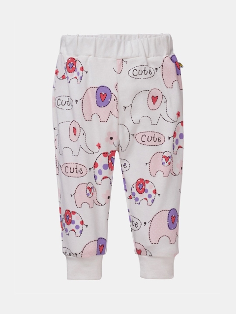 

Pranava Girls Off-White Elephant Printed Organic Cotton Sustainable Lounge Pants
