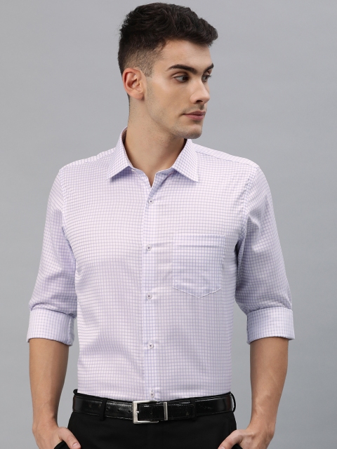 

Van Heusen Men Lavender & White Slim Fit Checked Casual Shirt