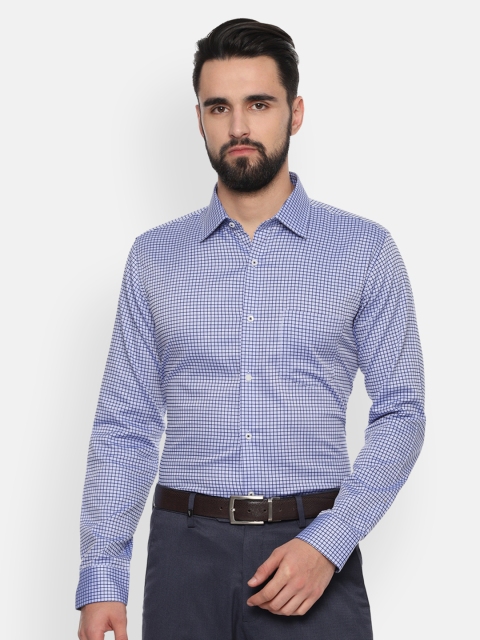

Van Heusen Men Blue Slim Fit Checked Formal Shirt
