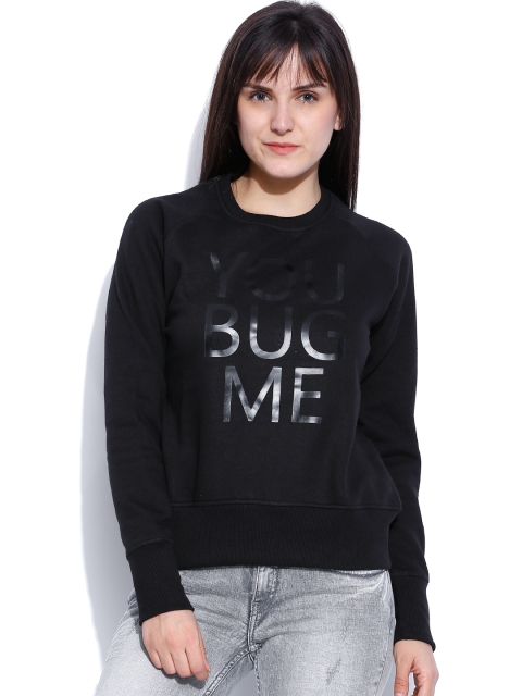 

Tokyo Talkies Women Black Printed Sweatshirt