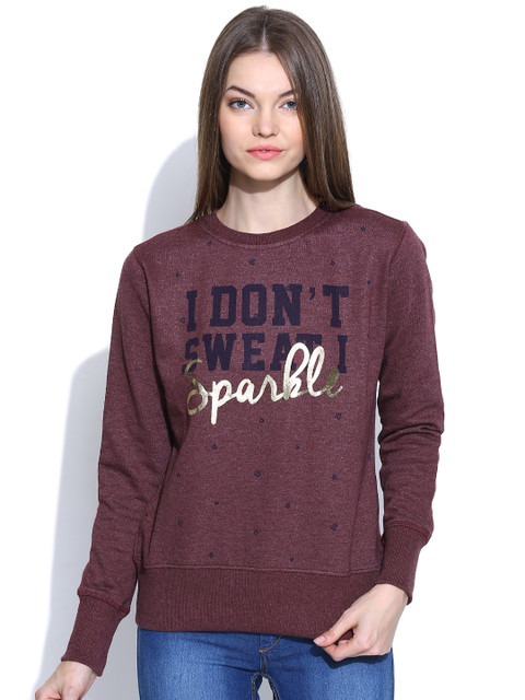 

Tokyo Talkies Burgundy Printed Sweatshirt