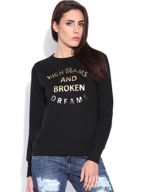 

Tokyo Talkies Black Printed Sweatshirt