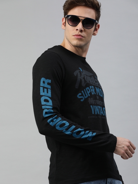 

The Roadster Lifestyle Co Men Black Printed Round Neck T-shirt