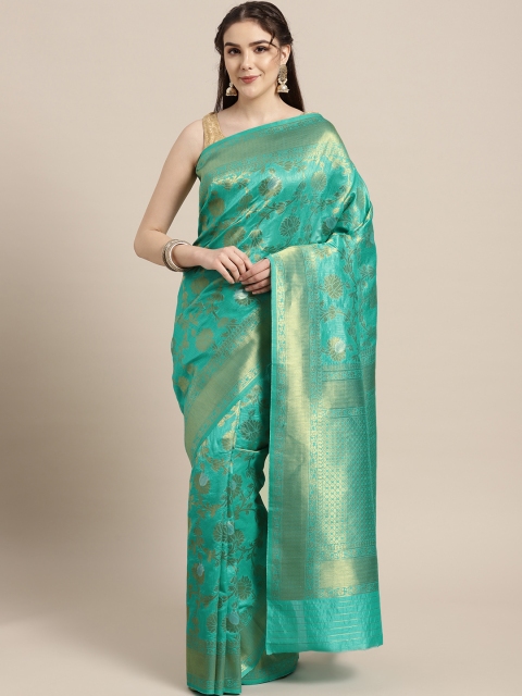 

Chhabra 555 Green & Golden Meenakari Zari Woven Design Mysore Silk Saree