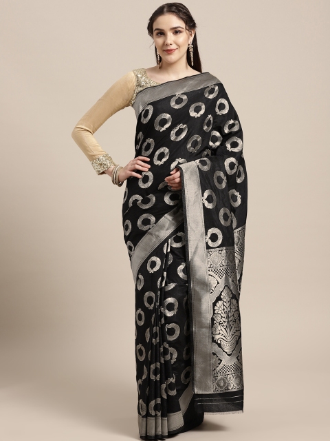 

Chhabra 555 Black & Silver Zari Woven Design Mysore Silk Saree