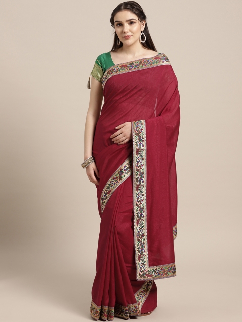 

Chhabra 555 Maroon Solid Paithani Saree
