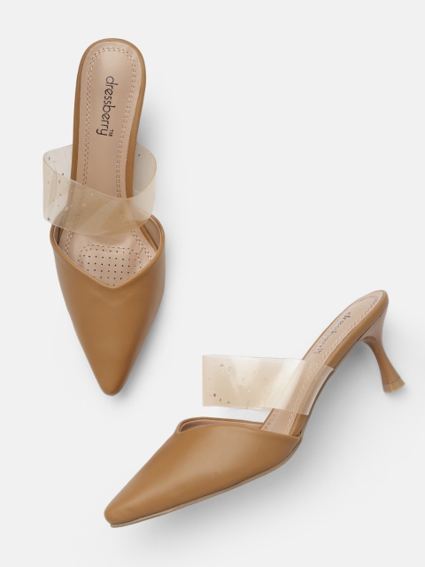 

DressBerry Women Brown Solid Mules