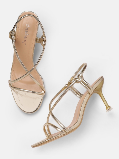 

DressBerry Women Gold-Toned Solid Sandals