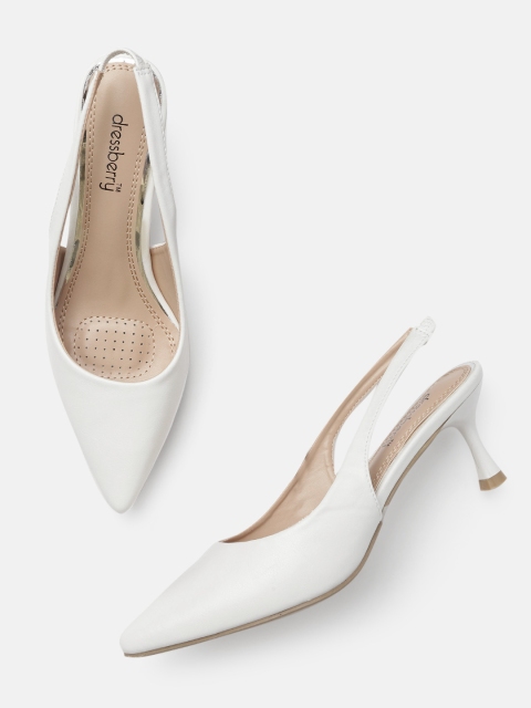 

DressBerry Women White Solid Heels