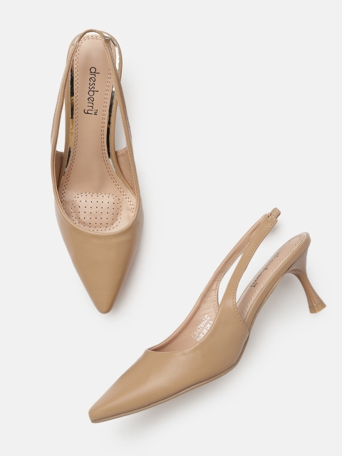 

DressBerry Women Beige Solid Heels