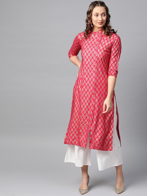 

Anubhutee Women Pink & White Printed Kurta with Palazzos