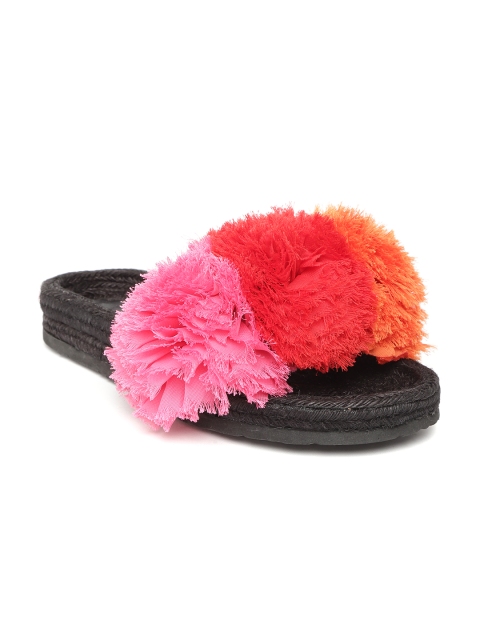 

Marks & Spencer Women Pink & Red Applique Detail Open Toe Flats
