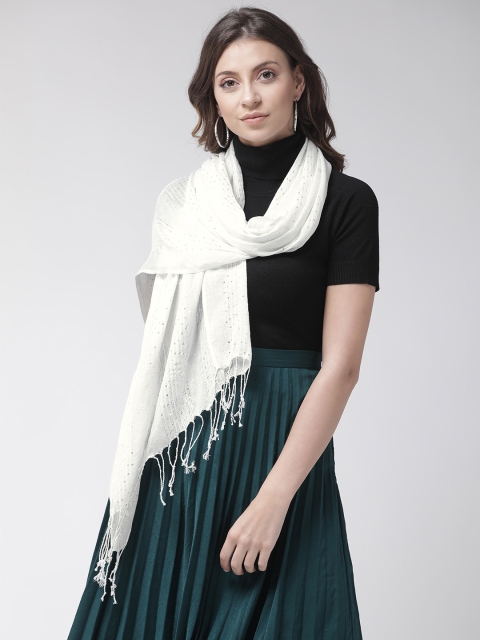 

Marks & Spencer Women Off-White & Silver Sequinned Stole