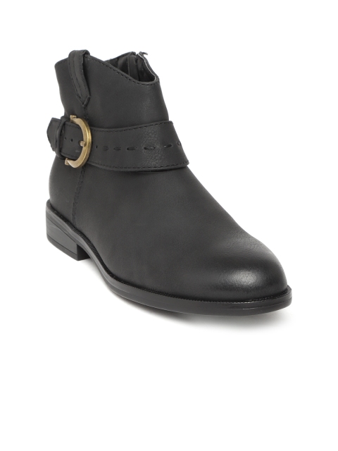 

Marks & Spencer Women Black Solid Synthetic Mid-Top Flat Boots
