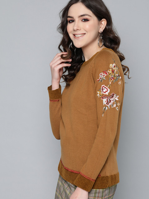 

Carlton London Women Brown Solid Sweater