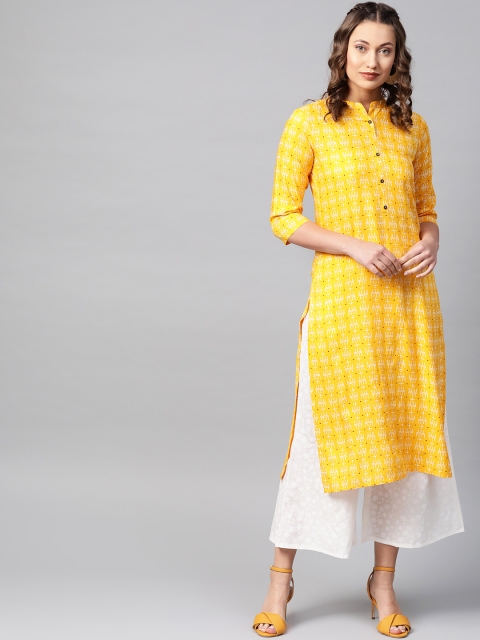 

Anubhutee Women Mustard Yellow & White Printed Kurta with Palazzos