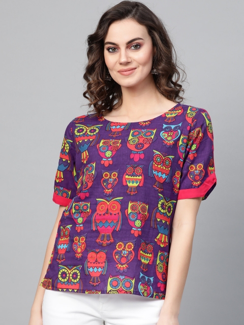 

Pannkh Women Purple & Pink Printed Top