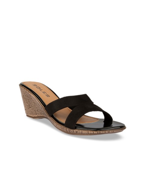 

SOLES Women Black Solid Wedges