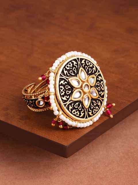 

Zaveri Pearls Gold-Plated Antique Adjustable Finger Ring