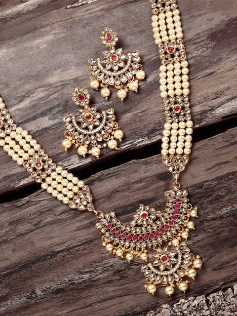 

Zaveri Pearls Gold Plated & Pink Ethnic Layered Bridal Jewellery Set