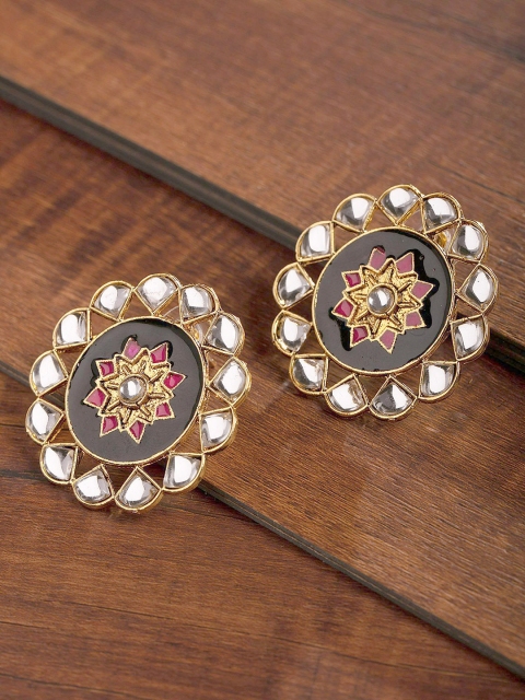 

Zaveri Pearls Gold-Plated Circular Kundan Studs