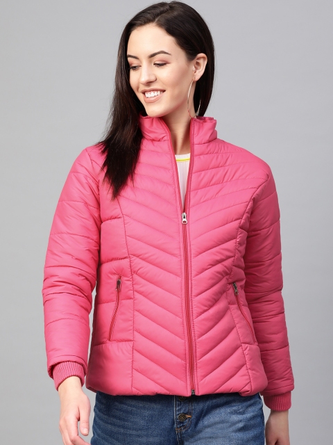 

VOXATI Women Pink Solid Padded Jacket