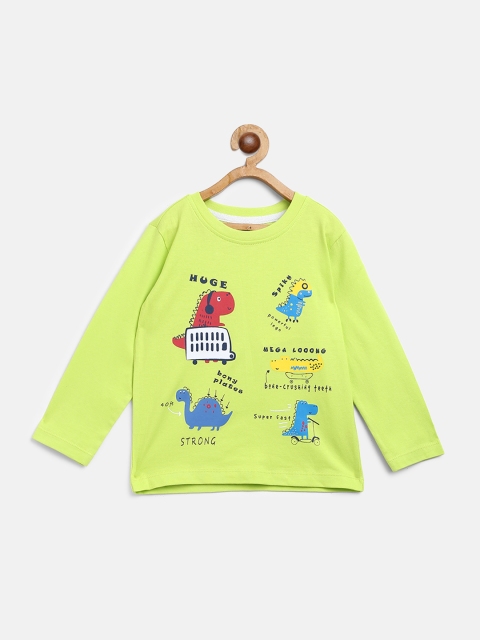 

Nauti Nati Boys Green Printed Round Neck T-shirt