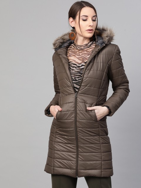 

MABISH by Sonal Jain Women Brown Solid Lightweight Longline Parka Jacket