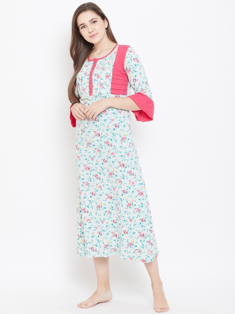 

9teenAGAIN Blue & Pink Printed Midi Nightdress