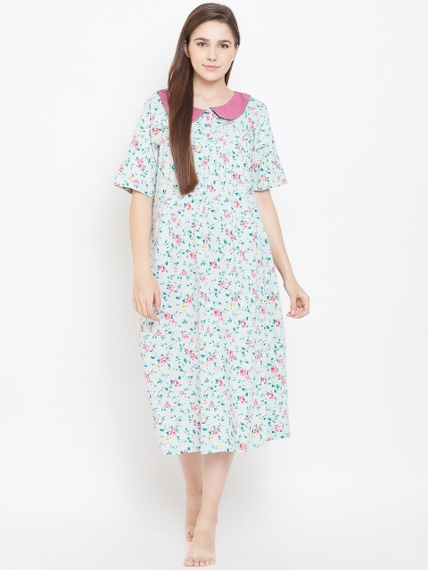 

9teenAGAIN Blue & Pink Printed Midi Nightdress