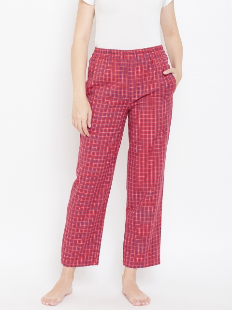 

9teenAGAIN Women Red & Blue Checked Lounge Pants