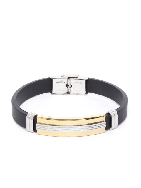 

Jewels Galaxy Men Black & Gold-Toned Copper-Plated Bracelet