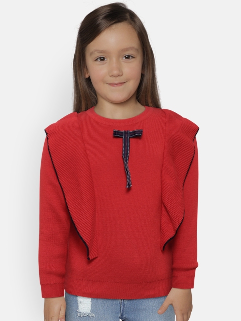 

Nauti Nati Girls Red Solid Pullover Sweater
