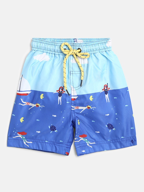 

Nauti Nati Boys Blue Printed Regular Fit Shorts
