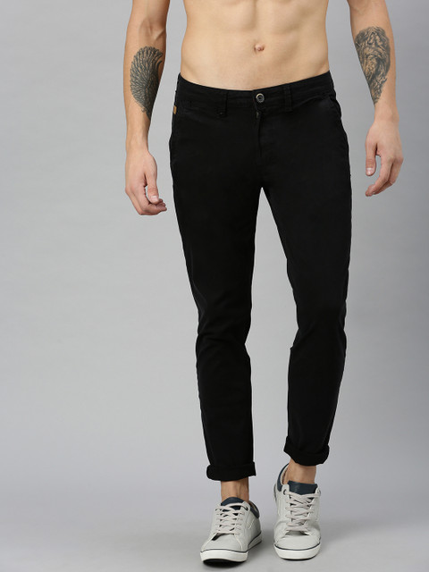

Roadster Men Black Regular Fit Self Design Regular Trousers