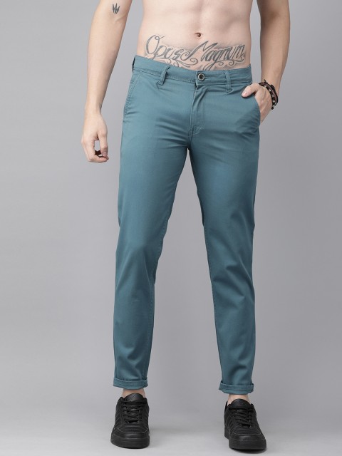 

Roadster Men Teal Blue Regular Fit Solid Chinos