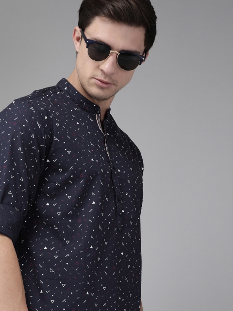 

The Roadster Lifestyle Co Men Navy Blue Regular Fit Printed Casual Shirt