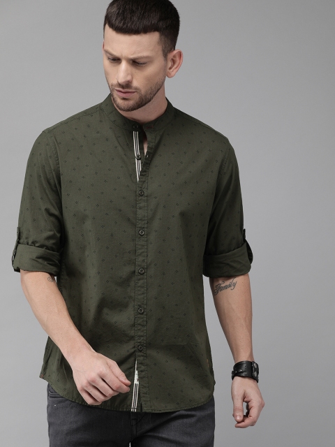 

Roadster Men Olive Green Printed Regular Fit Casual Shirt